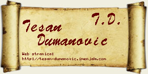 Tešan Dumanović vizit kartica